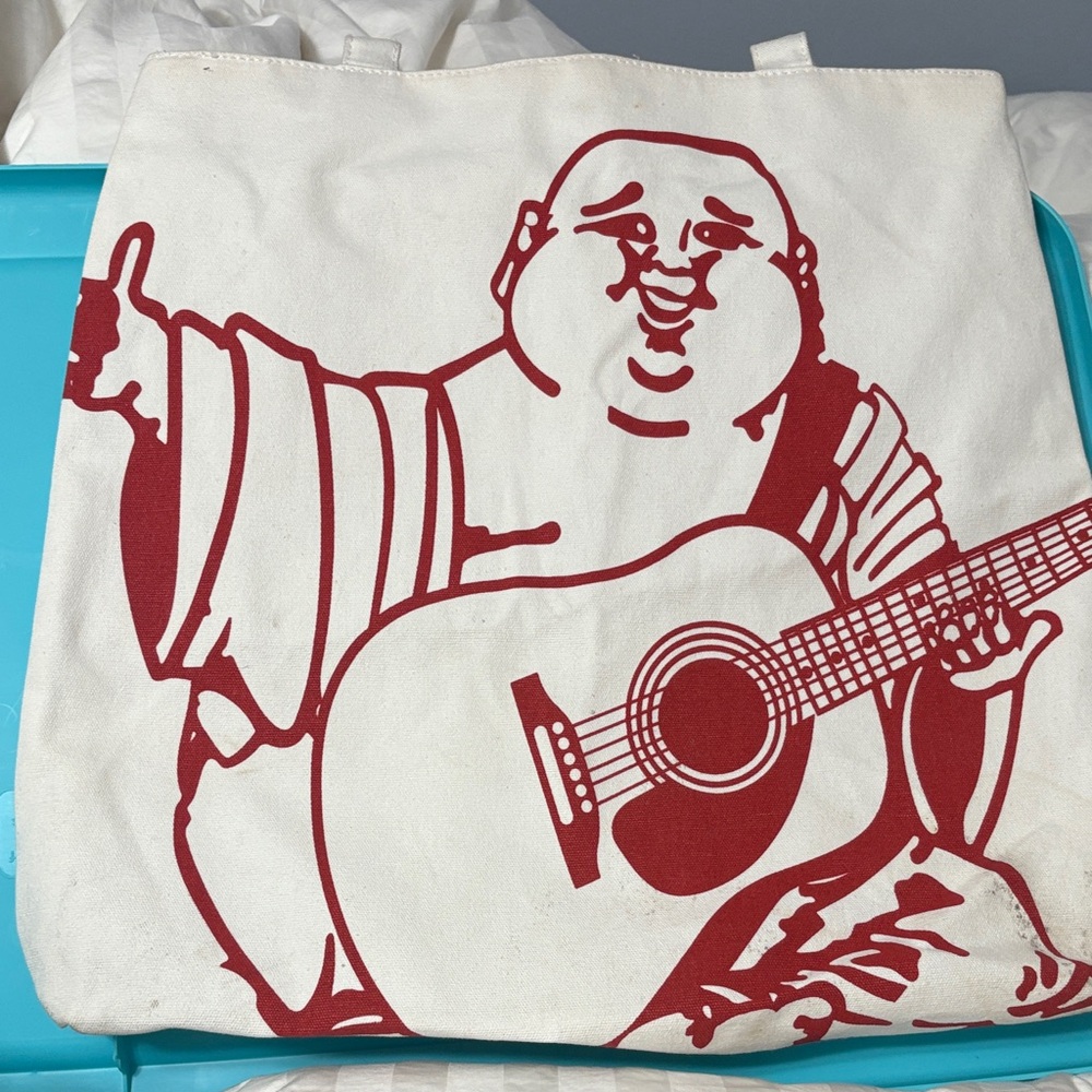 True Religion White Tote with Red Graphic